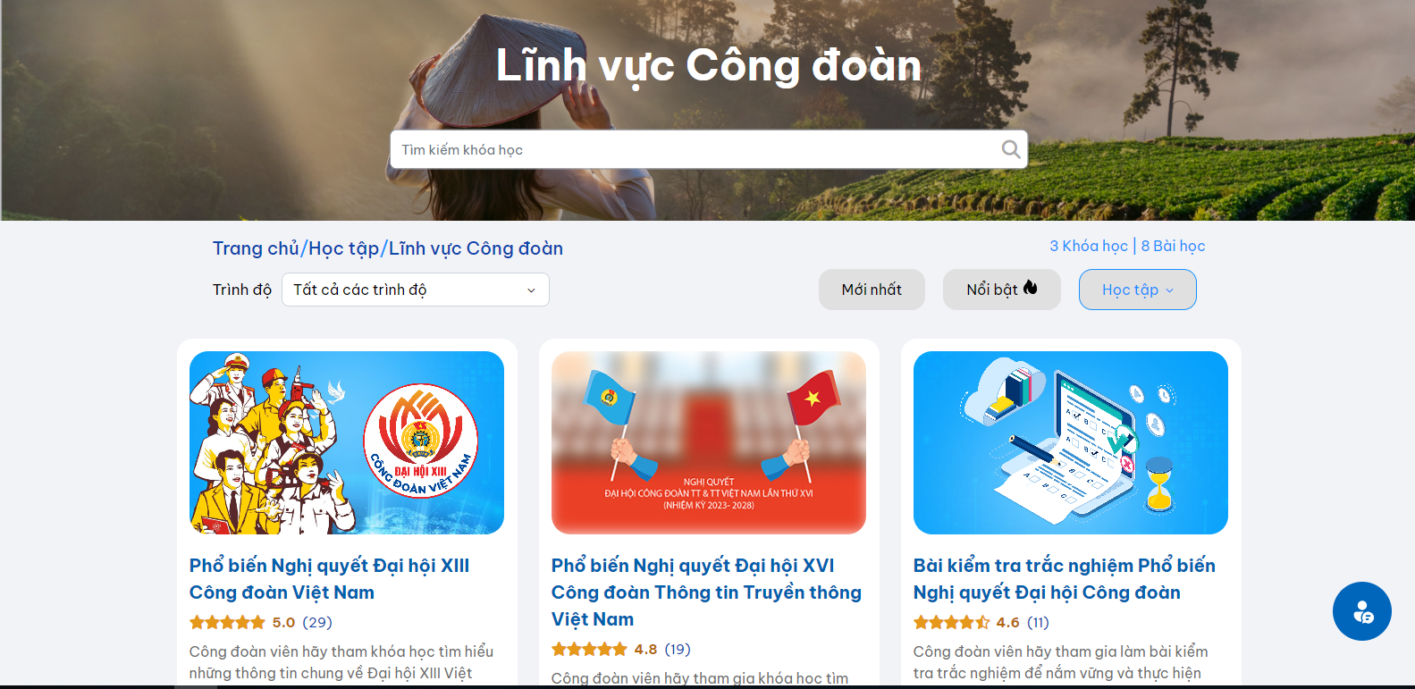 Hướng dẫn tham gia khóa học Nghị quyết Đại hội Công đoàn các cấp